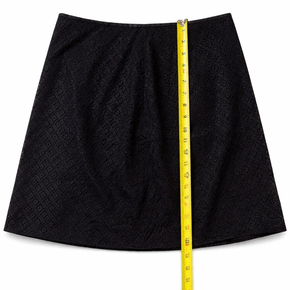 NY&Co Black Lace A-Line Mini Skirt Size 12 Textured Overlay - Picture 6 of 7